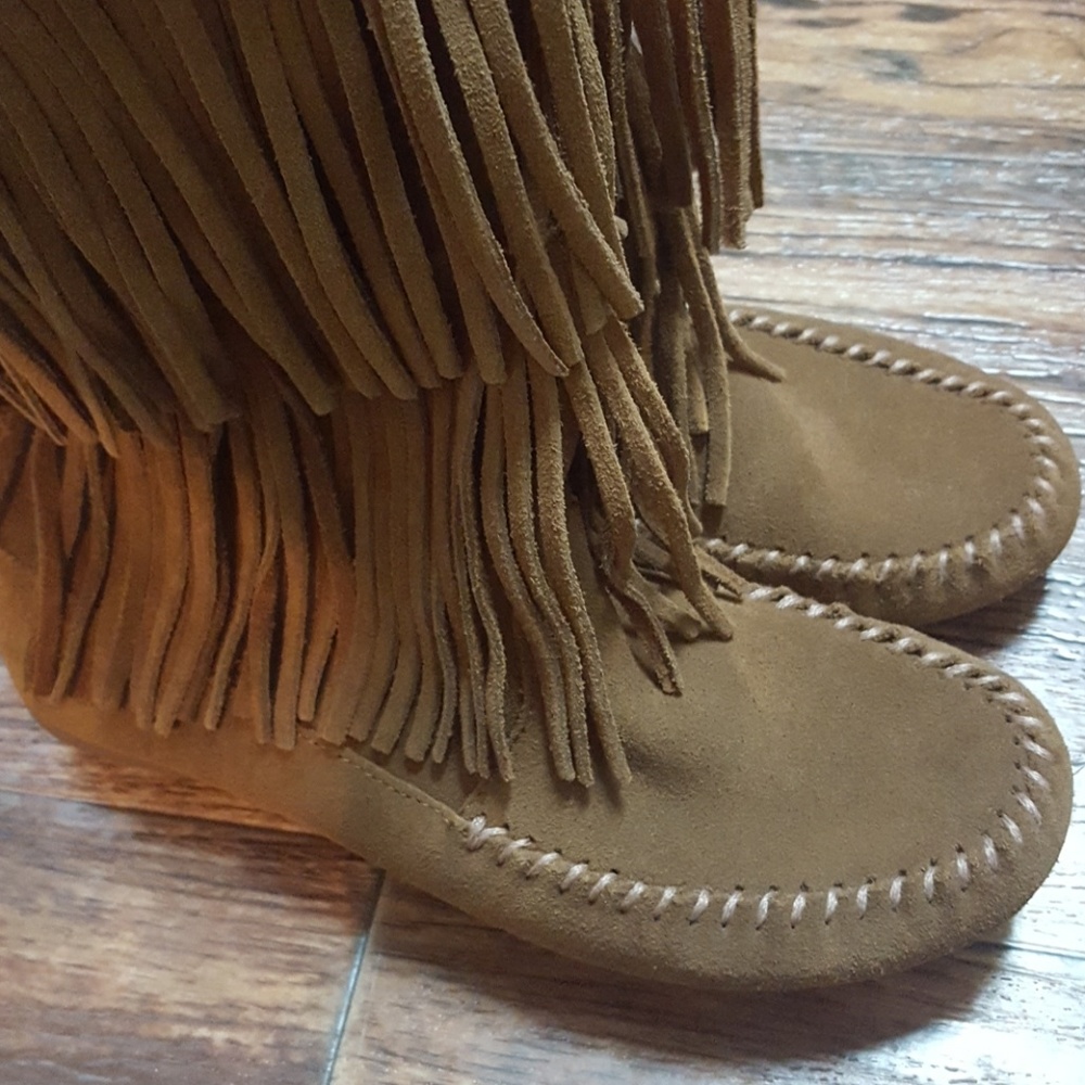 Minnetonka Brown Fringe Moccasins - Picture 2 of 7